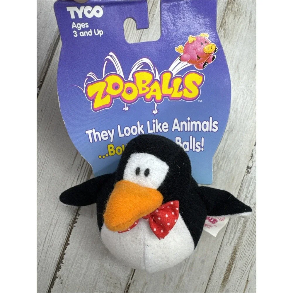 Assorted 1996 Tyco ZOOBALLS Lion Kangaroo Cow Dinosaur Bee Penguin Dog Pig Cat